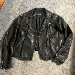 Madewell Washed Leather Motorcycle Jacket, Size M